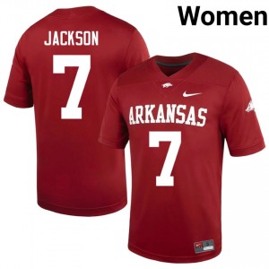 #7 KJ Jackson Arkansas Razorbacks Cardinal Women's Football Jersey | SEC NCAA Licensed Gear 96626212