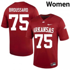 #75 Kavion Broussard Arkansas Razorbacks Cardinal Women's Football Jersey | SEC NCAA Licensed Gear 20657127