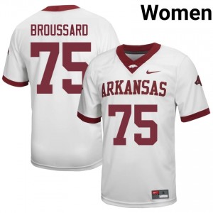 UARK Kavion Broussard #75 White Jersey | Women's Football Premium Stitch Edition 63175667