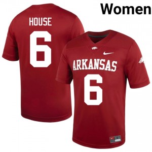 Khmori House #6 UARK Cardinal Authentic Women's Football University Jersey | Hog Wild Premium Gear 19134242