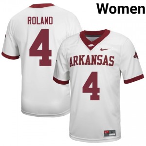 Razorbacks La'khi Roland #4 White Jersey | Women's Football Premium Stitch Edition 33824875