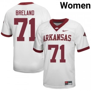 Arkansas Razorbacks Malachi Breland #71 White Jersey | Women's Football Premium Stitch Edition 20337038