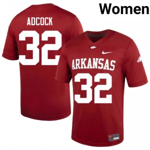 #32 Matt Adcock Arkansas Razorbacks Cardinal Women's Football Jersey | SEC NCAA Licensed Gear 40415800