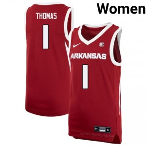 Razorbacks Meleek Thomas #1 Cardinal Jersey | Women's Basketball Premium Stitch Edition 30982015