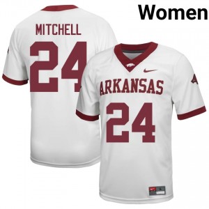 Arkansas Miguel Mitchell #24 White Jersey | Women's Football Premium Stitch Edition 48459434