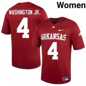 #4 Mike Washington Jr. Arkansas Cardinal Women's Football Jersey | SEC NCAA Licensed Gear 12224543