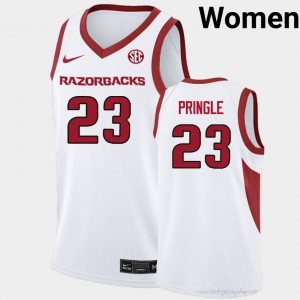 Nick Pringle #23 Razorbacks White Authentic Women's Basketball University Jersey | Hog Wild Premium Gear 82189236