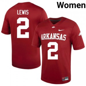 Shelton Lewis #2 Razorbacks Cardinal Authentic Women's Football Player Jersey | Hog Wild Premium Gear 33004704