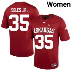Steven Soles Jr. #35 Razorbacks Cardinal Authentic Women's Football Player Jersey | Hog Wild Premium Gear 95728991