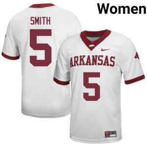 Sutton Smith #5 White Women's Football NCAA Jersey | Official Arkansas Razorbacks Team Apparel 26843243