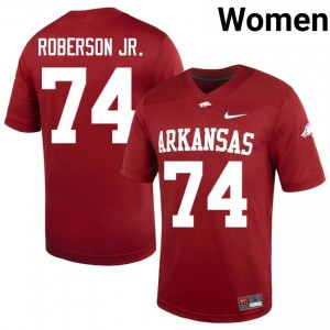 Terence Roberson Jr. #74 Arkansas Cardinal Authentic Women's Football High School Jersey | Hog Wild Premium Gear 89985406