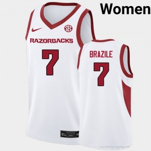 #7 Trevon Brazile Arkansas White Women's Basketball Jersey | SEC NCAA Licensed Gear 82883840