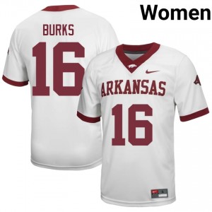 Treylon Burks #16 White Women's Football NCAA Jersey | Official Arkansas Razorbacks Team Apparel 73996799