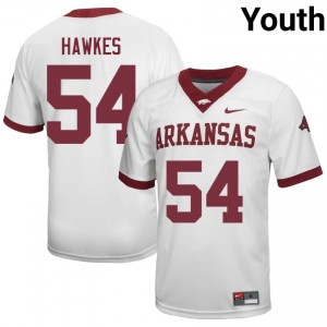 Adam Hawkes #54 White Youth Football NCAA Jersey | Official Arkansas Razorbacks Team Apparel 37416660