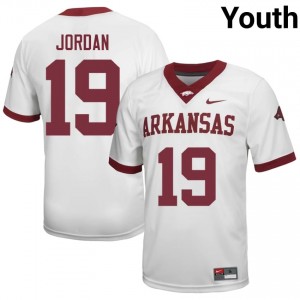 Antonio Jordan #19 White Youth Football High School Jersey | Official Arkansas Team Apparel 94450101