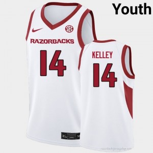 Ayden Kelley #14 Arkansas White Authentic Youth Basketball Player Jersey | Hog Wild Premium Gear 53695241