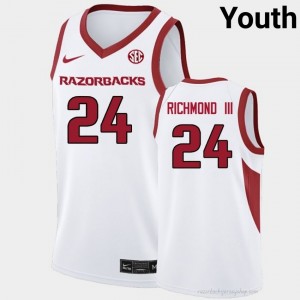 #24 Billy Richmond III Arkansas White Youth Basketball Jersey | SEC NCAA Licensed Gear 50834782