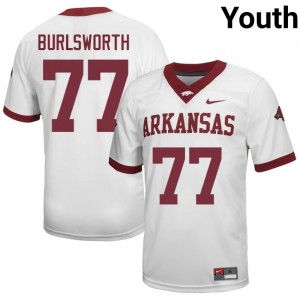 Razorbacks Brandon Burlsworth #77 White Jersey | Youth Football Premium Stitch Edition 83395130
