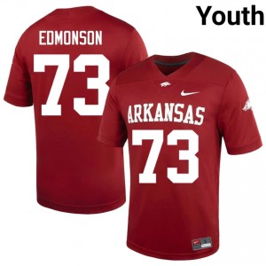 #73 Brooks Edmonson Arkansas Razorbacks Cardinal Youth Football Jersey | SEC NCAA Licensed Gear 37751777
