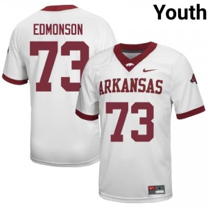 Arkansas Razorbacks Brooks Edmonson #73 White Jersey | Youth Football Premium Stitch Edition 73174123
