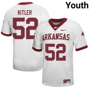 Arkansas Caden Kitler #52 White Jersey | Youth Football Premium Stitch Edition 27274251