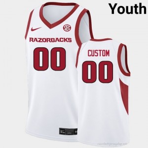 #00 Custom Arkansas White Youth Basketball Jersey | SEC NCAA Licensed Gear 71910904