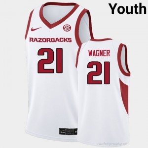 D.J. Wagner #21 Arkansas Razorbacks White Authentic Youth Basketball High School Jersey | Hog Wild Premium Gear 28994617