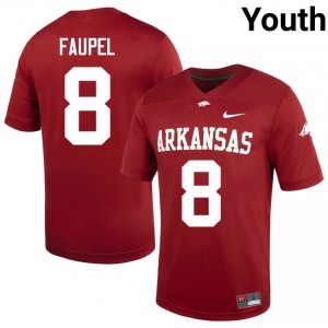#8 Donovan Faupel Arkansas Cardinal Youth Football Jersey | SEC NCAA Licensed Gear 82600474