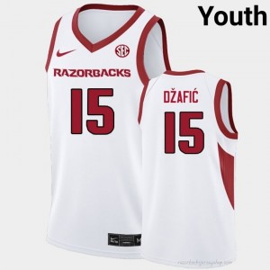 #15 Elmir Dzafic Arkansas White Youth Basketball Jersey | SEC NCAA Licensed Gear 61685079
