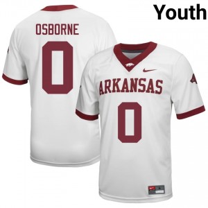 Hunter Osborne #0 White Youth Football College Jersey | Official Arkansas Razorbacks Team Apparel 42865448