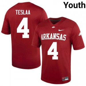 #4 Isaac TeSlaa Razorbacks Cardinal Youth Football Jersey | SEC NCAA Licensed Gear 71882089