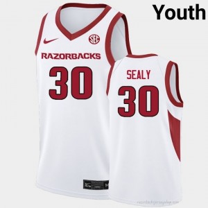 #30 Isaiah Sealy Arkansas Razorbacks White Youth Basketball Jersey | SEC NCAA Licensed Gear 93869449