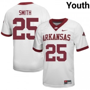 Arkansas Razorbacks Ja'Quavion Smith #25 White Jersey | Youth Football Premium Stitch Edition 30706970