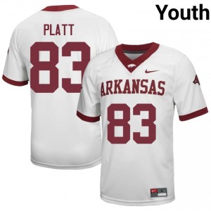 Razorbacks Jaden Platt #83 White Jersey | Youth Football Premium Stitch Edition 48239445