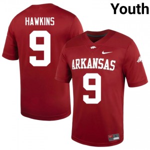 Jamari Hawkins #9 UARK Cardinal Authentic Youth Football University Jersey | Hog Wild Premium Gear 64571689