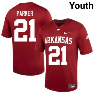 Jasper Parker #21 Arkansas Razorbacks Cardinal Authentic Youth Football NCAA Jersey | Hog Wild Premium Gear 54413669