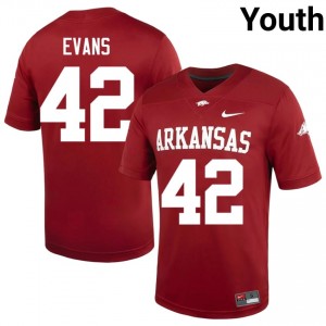 Jeremy Evans #42 Arkansas Razorbacks Cardinal Authentic Youth Football College Jersey | Hog Wild Premium Gear 48352097