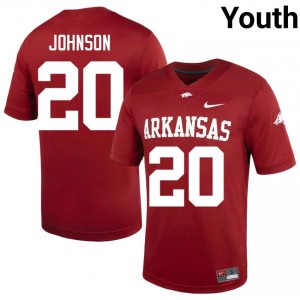 #20 Joker Johnson Arkansas Razorbacks Cardinal Youth Football Jersey | SEC NCAA Licensed Gear 98649724