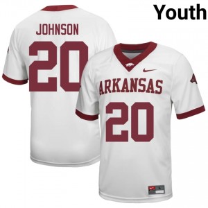 UARK Joker Johnson #20 White Jersey | Youth Football Premium Stitch Edition 33200980