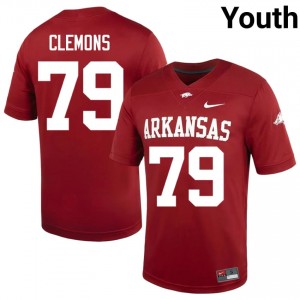 Josiah Clemons #79 Arkansas Razorbacks Cardinal Authentic Youth Football NCAA Jersey | Hog Wild Premium Gear 76306558