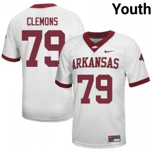 Josiah Clemons #79 White Youth Football College Jersey | Official Arkansas Razorbacks Team Apparel 17953227