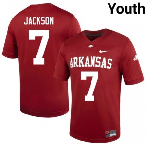 KJ Jackson #7 Razorbacks Cardinal Authentic Youth Football Player Jersey | Hog Wild Premium Gear 71798270