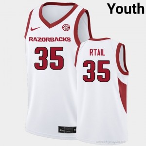 Karim Rtail #35 Razorbacks White Authentic Youth Basketball College Jersey | Hog Wild Premium Gear 42702966
