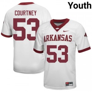 Kash Courtney #53 White Youth Football University Jersey | Official UARK Team Apparel 15091637