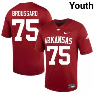 Kavion Broussard #75 Razorbacks Cardinal Authentic Youth Football Player Jersey | Hog Wild Premium Gear 69650868