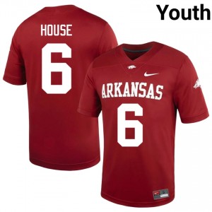 #6 Khmori House Arkansas Razorbacks Cardinal Youth Football Jersey | SEC NCAA Licensed Gear 51650818