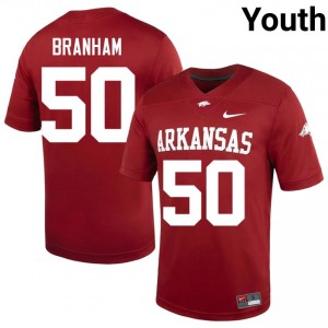 Kobe Branham #50 Arkansas Cardinal Authentic Youth Football High School Jersey | Hog Wild Premium Gear 89441706