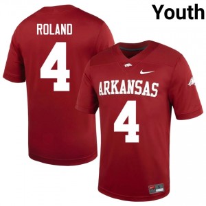 La'khi Roland #4 Arkansas Razorbacks Cardinal Authentic Youth Football College Jersey | Hog Wild Premium Gear 57868947