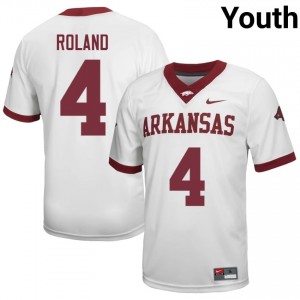 La'khi Roland #4 White Youth Football University Jersey | Official UARK Team Apparel 36480726
