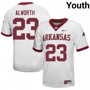 Lance Alworth #23 White Youth Football College Jersey | Official Arkansas Razorbacks Team Apparel 15016654